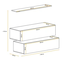 Parete attrezzata sospesa 130x110h cm bianco opaco lucido Geo 19