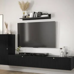 Parete attrezzata sospesa 134x175h cm moderna nero Kiruna