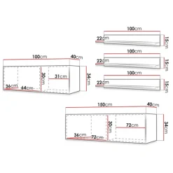 Parete attrezzata sospesa 250x150h cm bianco Kiruna 2
