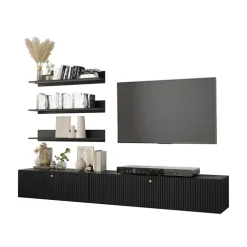 Parete attrezzata sospesa 250x150h cm nero Kiruna 2