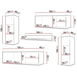 Parete attrezzata sospesa 250x165h cm bianco Kiruna 3