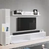 Parete attrezzata sospesa 210x130h cm bianco lucido Lamia