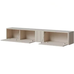 Parete attrezzata sospesa 302x200h cm moderna beige cashmere Bellagio 4