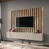 Parete attrezzata sospesa 180x118h cm moderna nero rovere beige cashmere Violina