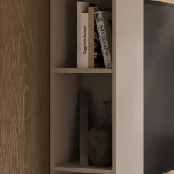 Parete attrezzata 261x194h cm 5 ante a ribalta beige cashmere Arkansas
