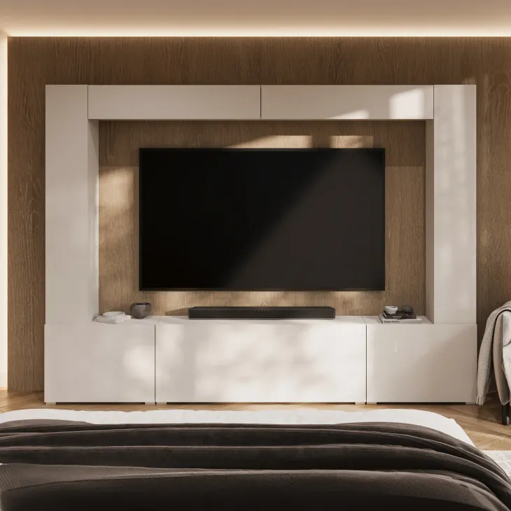 Parete attrezzata 261x194h cm 5 ante a ribalta beige cashmere Arkansas