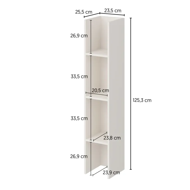 Parete attrezzata 261x194h cm 5 ante a ribalta e libreria 3 ripiani beige cashmere Arkansas