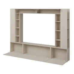 Parete attrezzata 261x194h cm 5 ante a ribalta e 2 librerie a 3 ripiani beige cashmere Arkansas