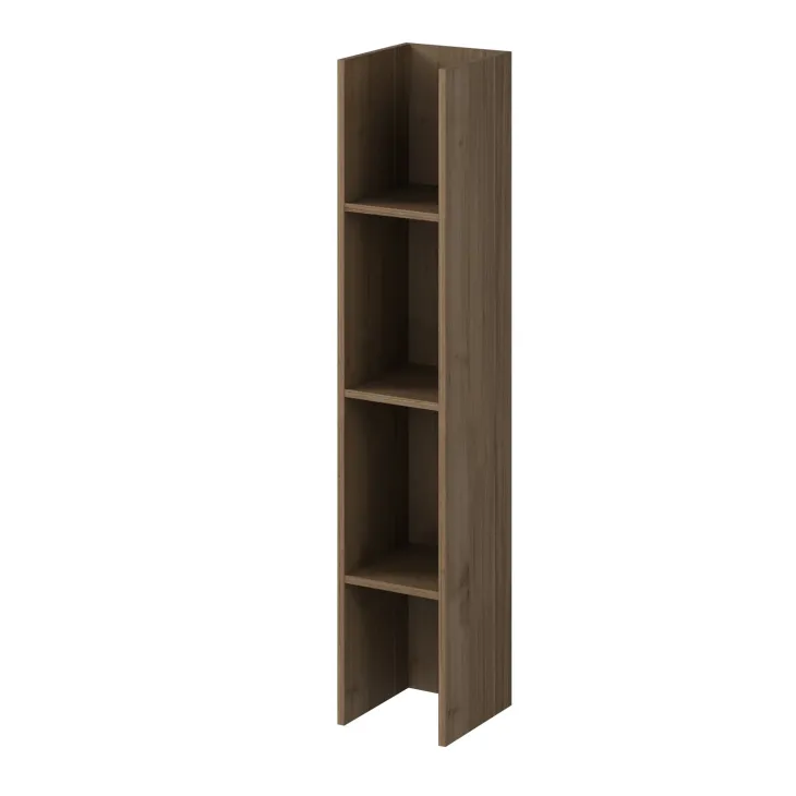 Parete attrezzata 261x194h cm 5 ante a ribalta e 2 librerie a 3 ripiani noce Arkansas