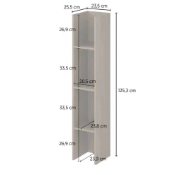 Parete attrezzata 261x194h cm 5 ante a ribalta e 2 librerie a 3 ripiani noce Arkansas