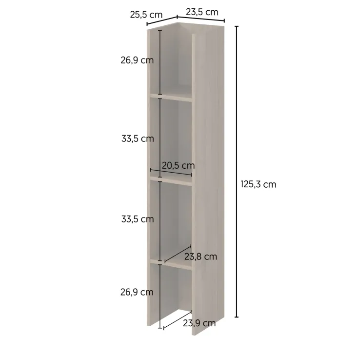 Parete attrezzata 261x194h cm 5 ante a ribalta e 2 librerie a 3 ripiani noce Arkansas
