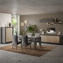 Parete attrezzata 180x200h cm antracite rovere chiaro Deluxe