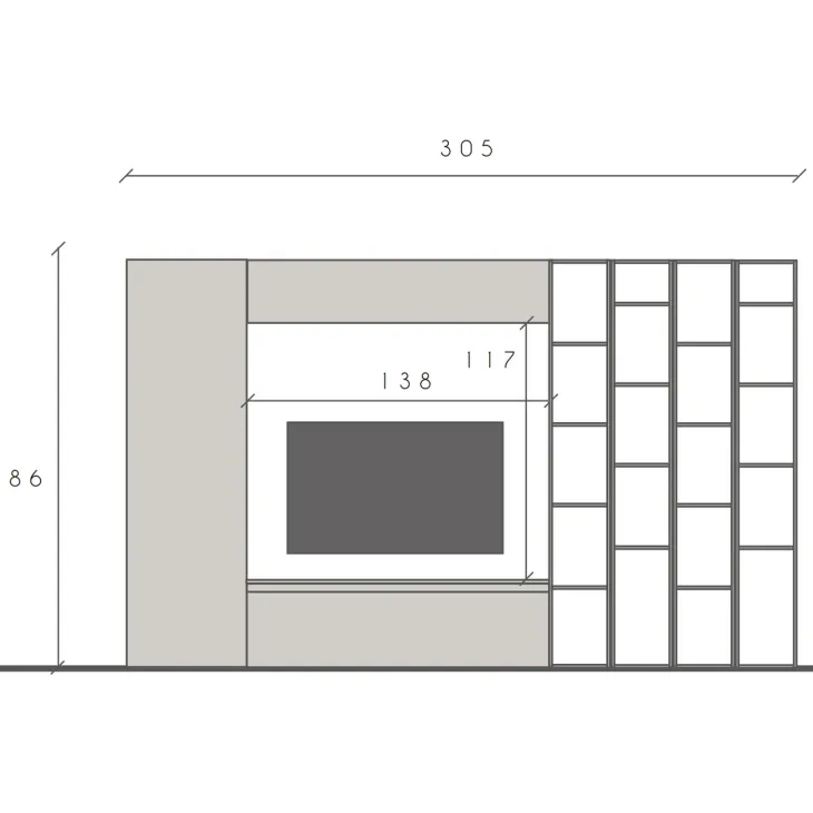 Parete attrezzata 305x186h cm bianco lucido grigio Sunset 10