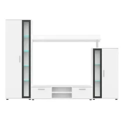 Parete attrezzata 256x182h cm bianco nero Newcastle