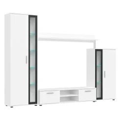 Parete attrezzata 256x182h cm bianco nero Newcastle