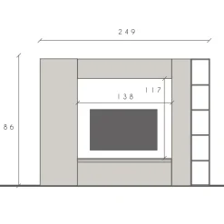 Parete attrezzata 249x186h cm bianco lucido rovere chiaro Sunset 9