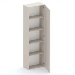 Parete attrezzata 261x186h cm con pannello cannettato effetto travertino beige rovere scuro Sunset Decor 1049