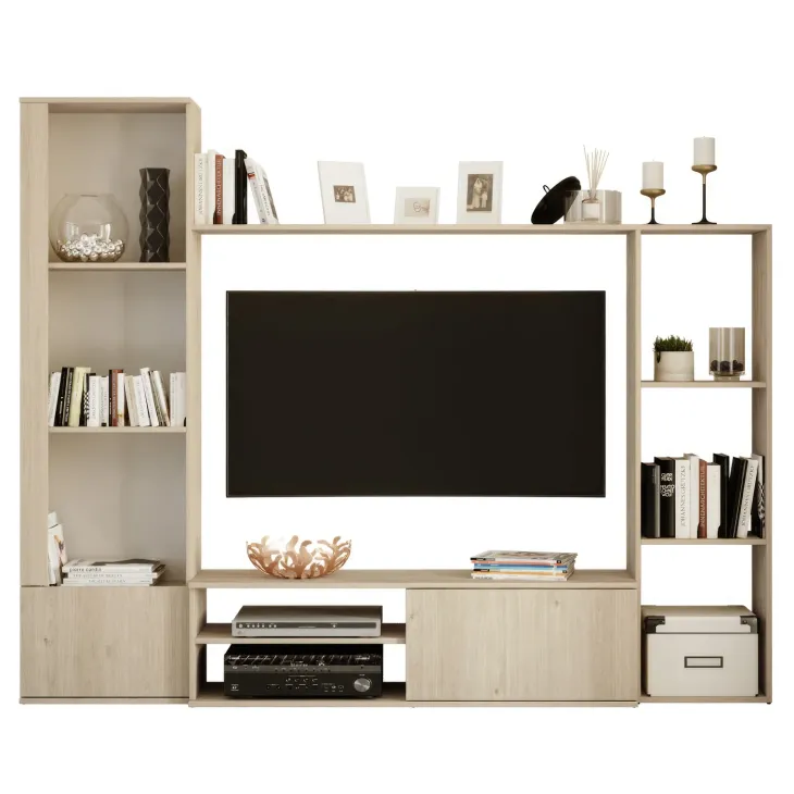 Parete attrezzata 220x178h cm mobile tv rovere chiaro Rubino