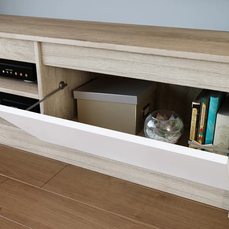 Parete attrezzata 260x181h cm mobile tv bianco rovere sonoma Himal