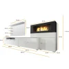 Parete attrezzata 288x170h cm moderna reversibile con biocamino bianca Fire Gihome®