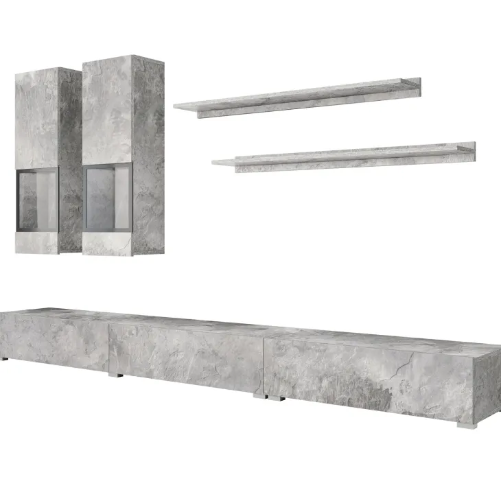 Parete attrezzata 270x176h cm moderna grigio cemento Emotion Gihome®