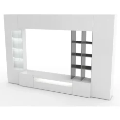 Parete attrezzata 290x192h cm moderna bianco lucido Zenith
