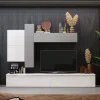 Parete attrezzata 276x210h cm moderna bianco lucido grigio chiaro Sunset 7