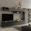Parete attrezzata 387x186h cm moderna antracite grigio Sunset 43