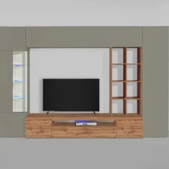 Parete attrezzata 290x190h cm moderna tortora rovere Zenith