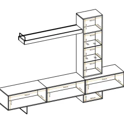Parete attrezzata 240x170h cm moderna soggiorno rovere antico Dalì