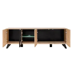 Parete attrezzata 340x192h cm moderna noce con stampa nera Mendes 2