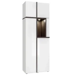 Parete attrezzata 310x197h cm moderna bianco lucido Mackay Gihome®