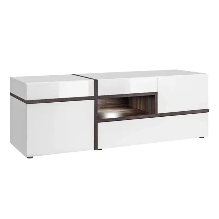 Parete attrezzata 310x197h cm moderna bianco lucido Mackay Gihome®
