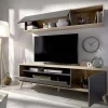 Parete attrezzata 180x166h cm moderna soggiorno rovere grafite Edgar