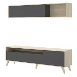 Parete attrezzata 180x166h cm moderna soggiorno rovere grafite Edgar