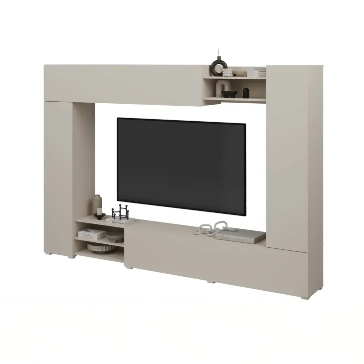 Parete attrezzata 270x185h cm moderna beige cashmere Calima