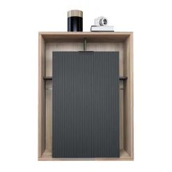 Parete attrezzata 310x201h cm moderna cannettato rovere nero Savona