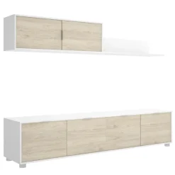 Parete attrezzata 200x200h cm moderna bianco rovere Boxy
