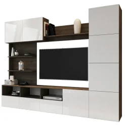Parete attrezzata 230x184h cm porta tv soggiorno bianco noce Clyton Gihome®