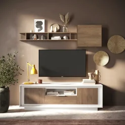 Parete attrezzata 180x200h cm rovere scuro Deluxe