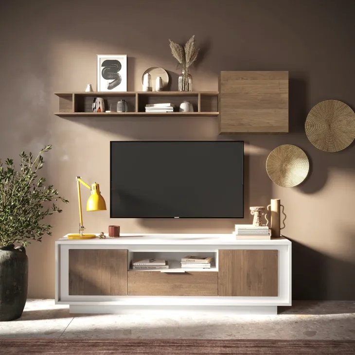 Parete attrezzata 180x200h cm rovere scuro Deluxe
