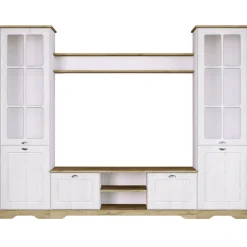 Parete attrezzata 234x181h cm shabby soggiorno bianco opaco Loira