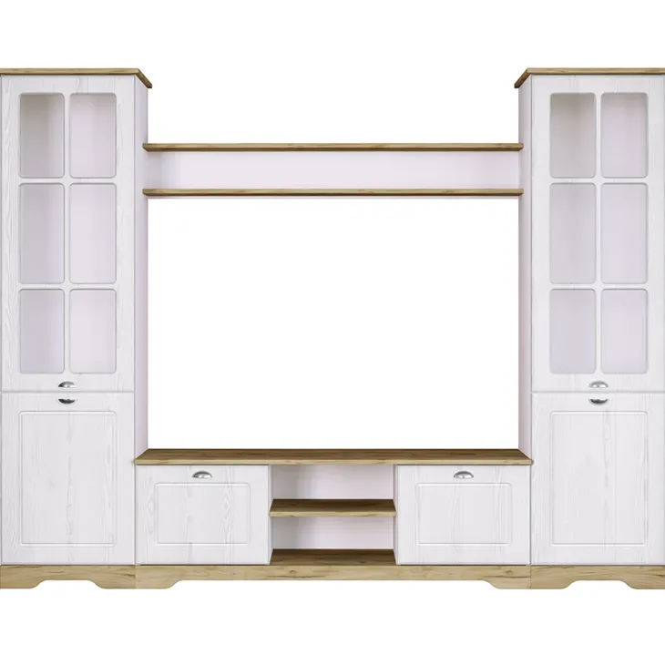 Parete attrezzata 234x181h cm shabby soggiorno bianco opaco Loira