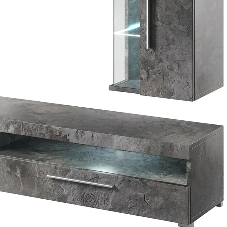 Parete attrezzata 275x175h cm soggiorno ossido Frisk