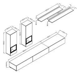 Parete attrezzata 270x176h cm soggiorno ossido nero Emotion Gihome®