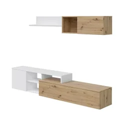 Parete attrezzata 220x135h cm soggiorno rovere bianco artico Patrol