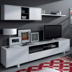 Parete attrezzata 200x145h cm soggiorno bianco antracite Belle