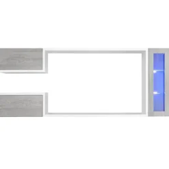 Parete attrezzata 230x95h cm soggiorno bianco cemento Almada Gihome®