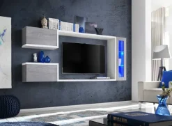 Parete attrezzata 230x95h cm soggiorno bianco cemento Almada Gihome®
