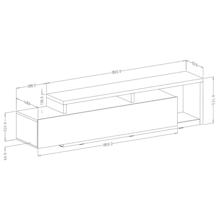 Parete attrezzata 219x205h cm soggiorno nero opaco Megan Gihome®